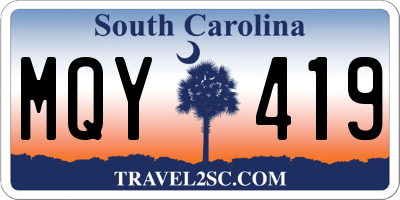SC license plate MQY419