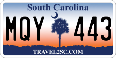 SC license plate MQY443