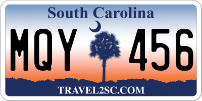 SC license plate MQY456