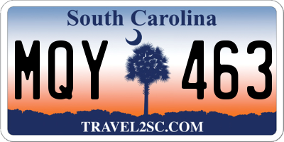 SC license plate MQY463