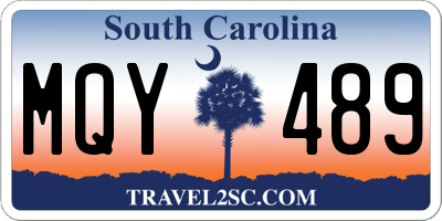 SC license plate MQY489