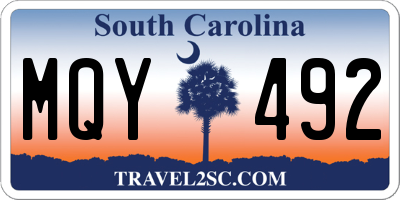 SC license plate MQY492