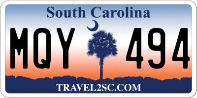 SC license plate MQY494