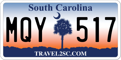 SC license plate MQY517
