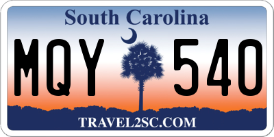 SC license plate MQY540