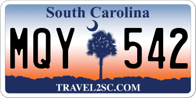 SC license plate MQY542