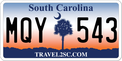 SC license plate MQY543