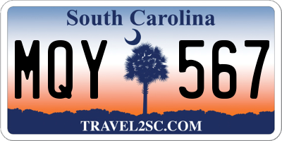 SC license plate MQY567