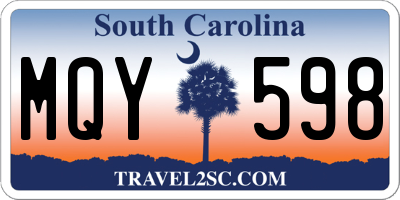SC license plate MQY598