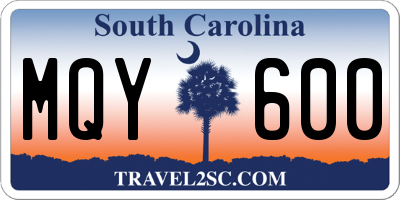 SC license plate MQY600