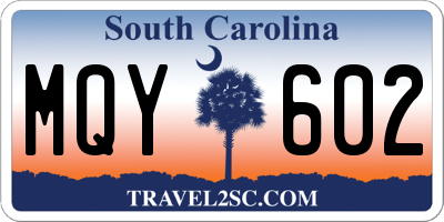 SC license plate MQY602