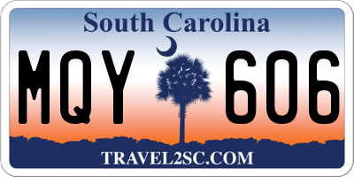 SC license plate MQY606
