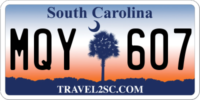 SC license plate MQY607