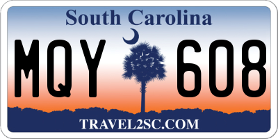 SC license plate MQY608