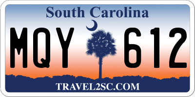 SC license plate MQY612