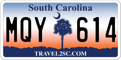 SC license plate MQY614