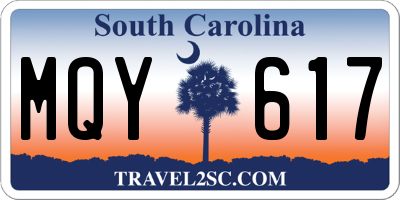 SC license plate MQY617