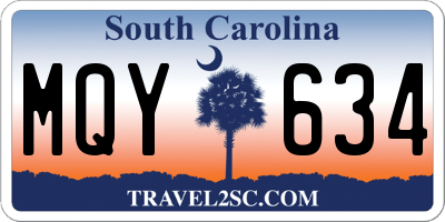SC license plate MQY634