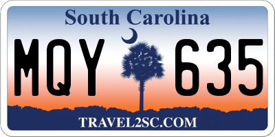 SC license plate MQY635