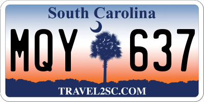 SC license plate MQY637
