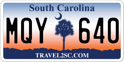 SC license plate MQY640