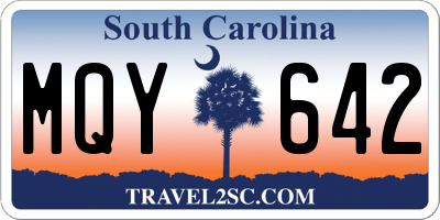 SC license plate MQY642