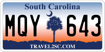 SC license plate MQY643