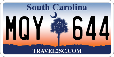 SC license plate MQY644