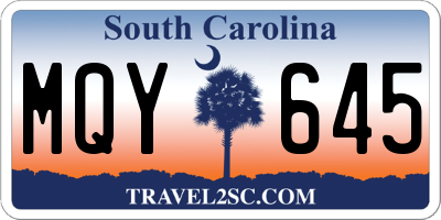 SC license plate MQY645