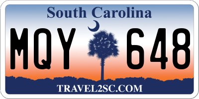 SC license plate MQY648