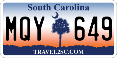 SC license plate MQY649