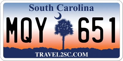SC license plate MQY651