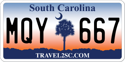 SC license plate MQY667