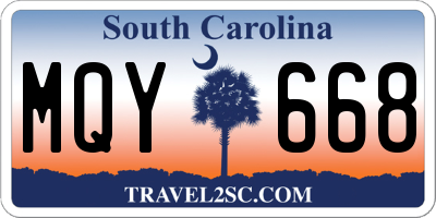 SC license plate MQY668