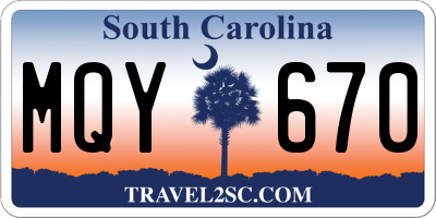 SC license plate MQY670