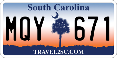 SC license plate MQY671