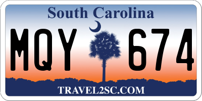 SC license plate MQY674