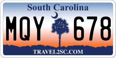 SC license plate MQY678