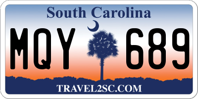 SC license plate MQY689