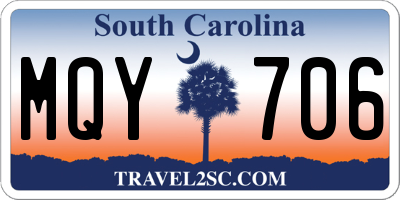 SC license plate MQY706