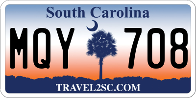 SC license plate MQY708