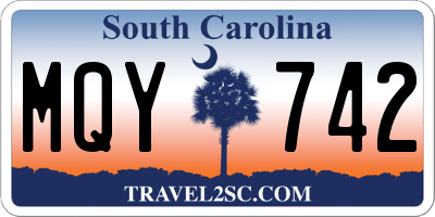 SC license plate MQY742