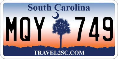 SC license plate MQY749