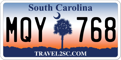 SC license plate MQY768