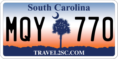 SC license plate MQY770