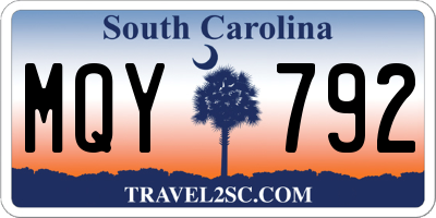 SC license plate MQY792