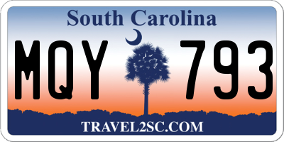 SC license plate MQY793