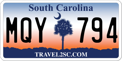 SC license plate MQY794