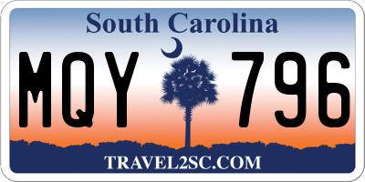SC license plate MQY796