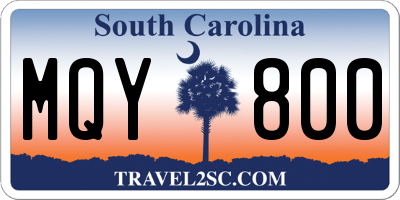 SC license plate MQY800
